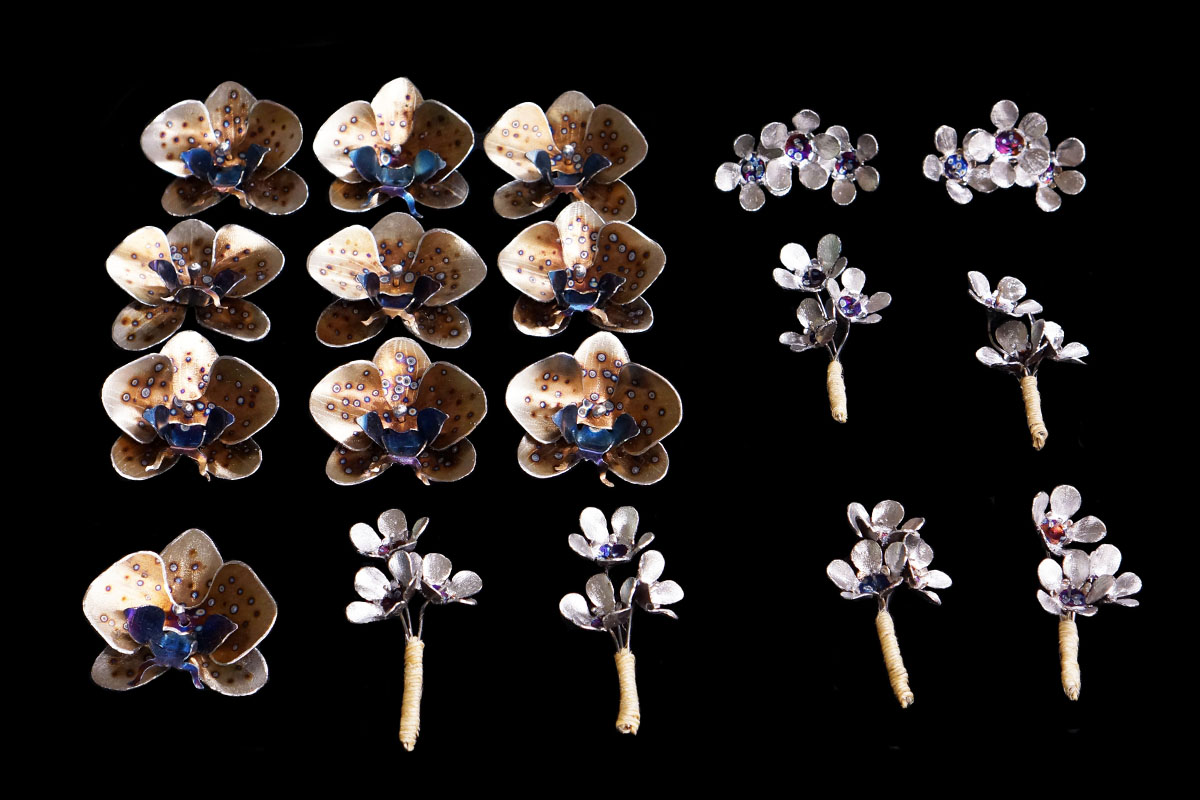 Metal Sculpture Orchid Flower Hairpin